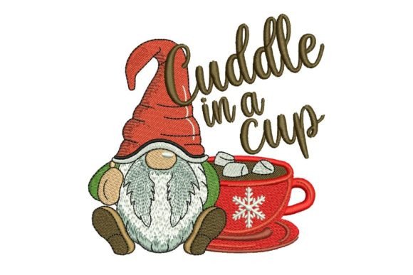 Hot Chocolate Gnome Embroidery Design for Small Business